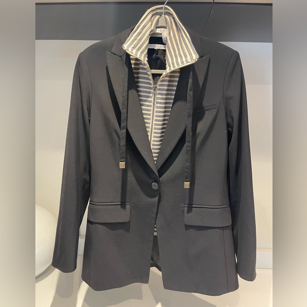 $698 Veronica Beard Black Classic Wool Dickey Jacket Blazer Single Button sz 4 - Picture 8 of 14